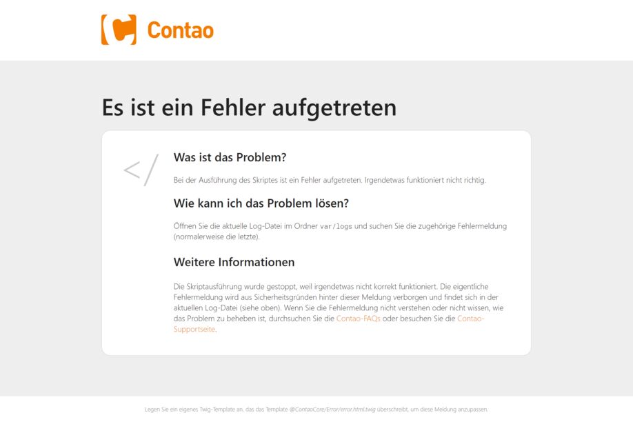 Contao Fehlermeldung - Wie kann man das Problem erkennen und lösen?